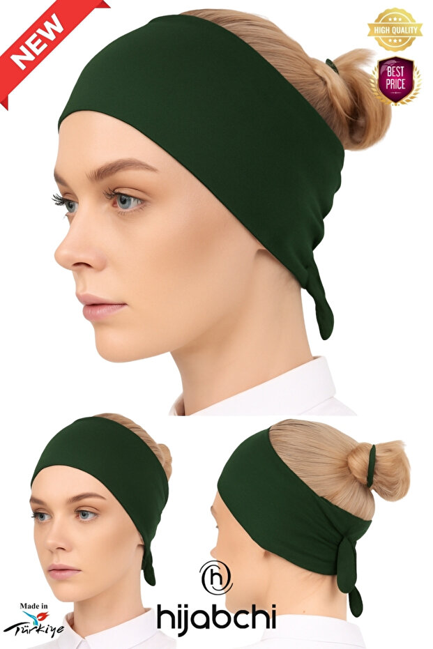 Luxury Bandana Bonnet Tie-Up Viscose Hijab Inner Bonnet - Emerald Green