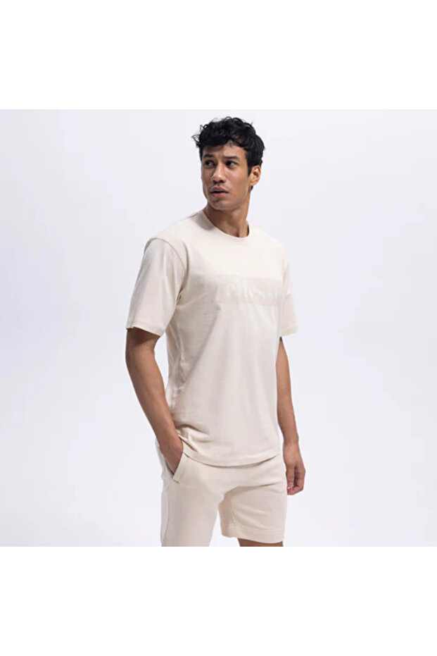 Crew Neck Ecru Men's T-Shirt Em589