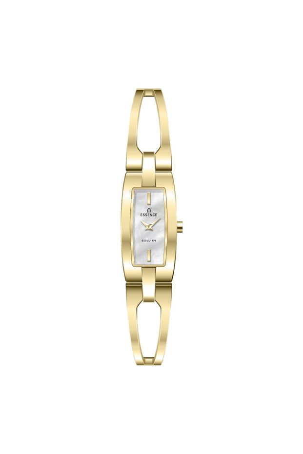 D1238.120 Mother of Pearl Rectangular Dial Metal Cord Metal Case 3 Atm Water Resistant Gold Color