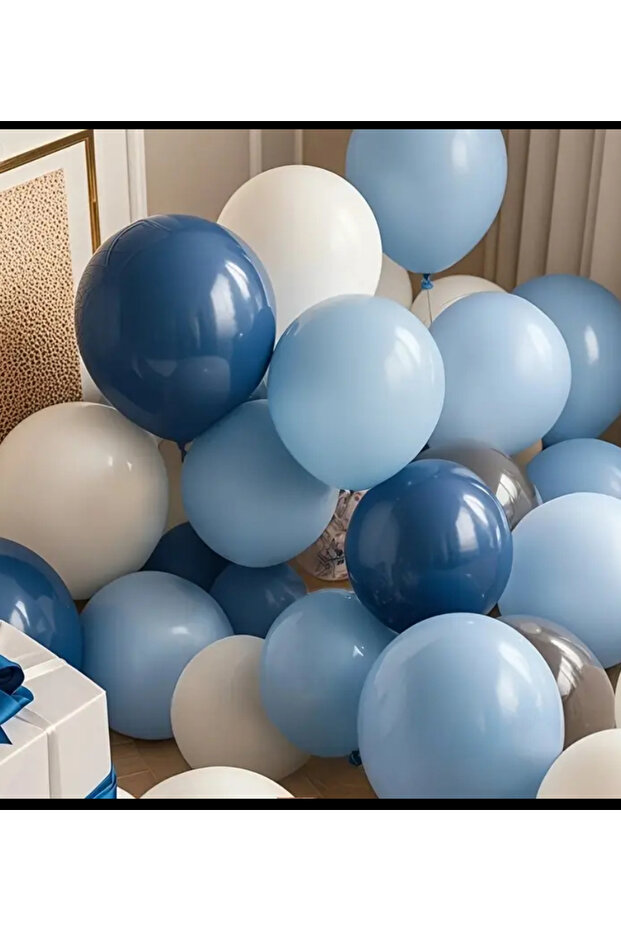 Deep Ocean Blue Off White Balloon Set of 25