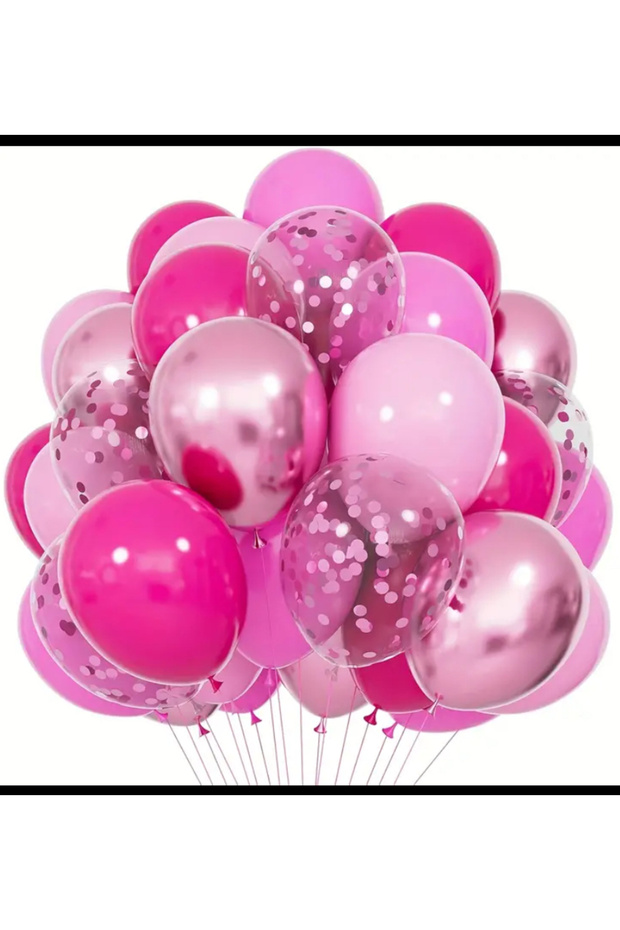 Fuchsia Macaron Pink Transparent Sequin Balloon Harness Set of 25