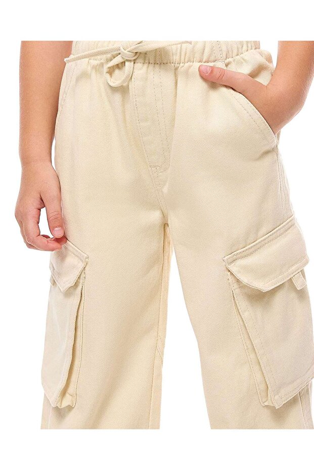 Solid Cargo Jogger Jeans with Drawstring Waist - 4