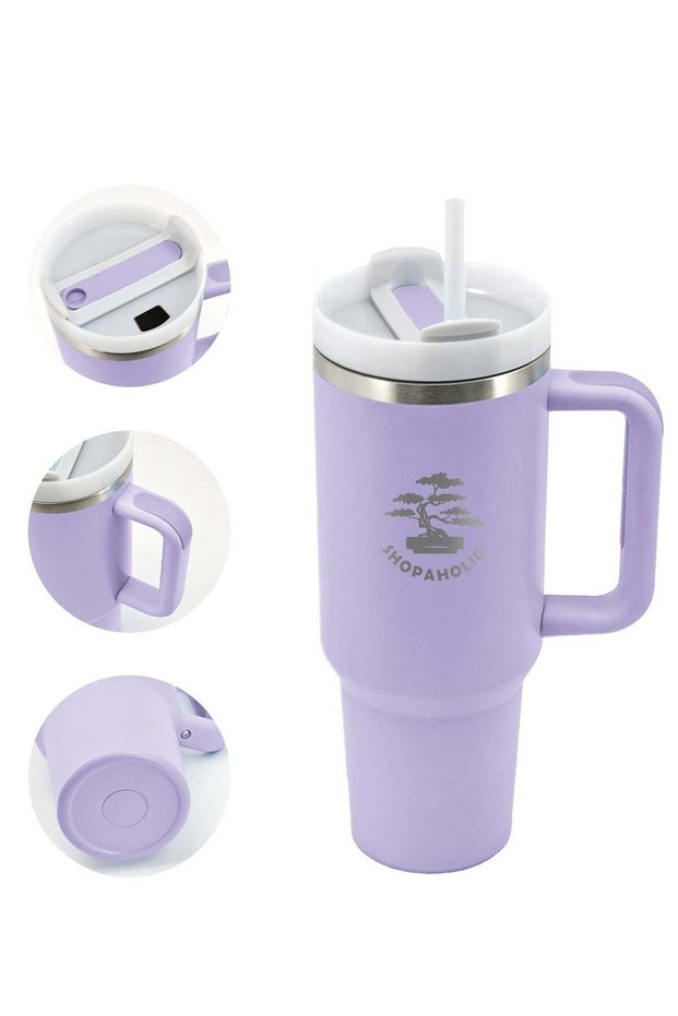 40oz Insulated Stainless Steel Tumbler with Handle, Straw & Lid - Large Travel Coffee Mug for Hot & Cold Beverages