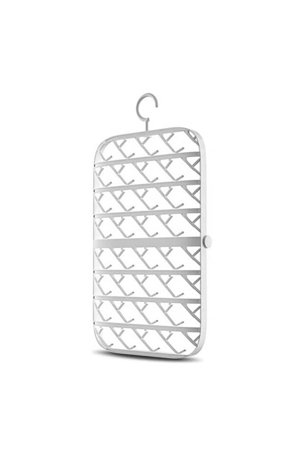 Plastic Foldable Windproof Buckle Socks Storage Rack White 30x48.5cm