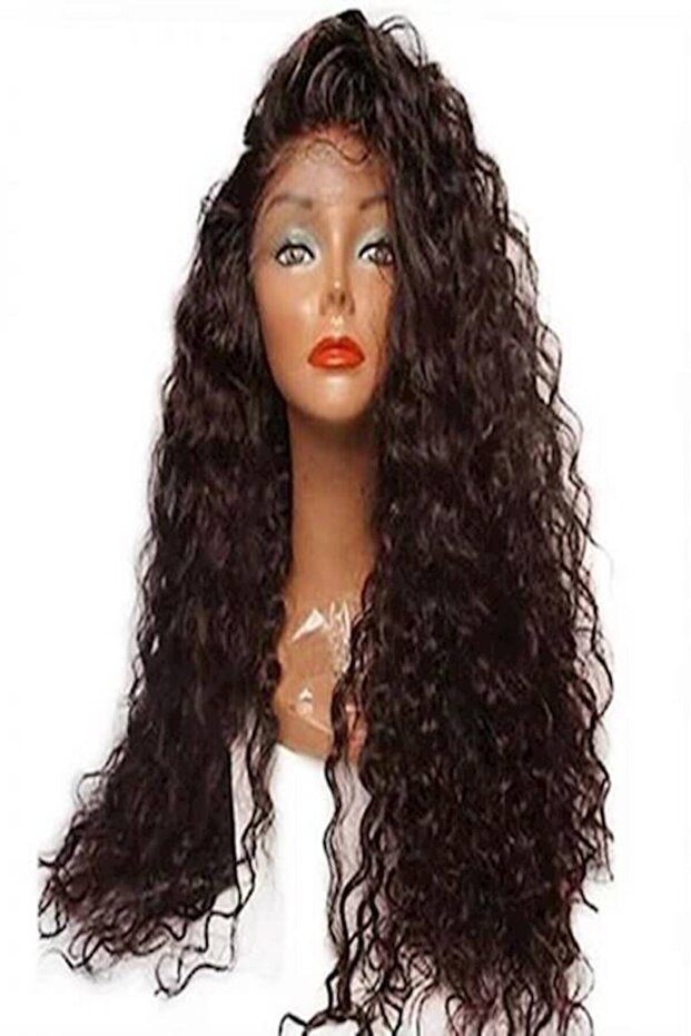 Curly Front Hair Wigs 1B Medium Brown