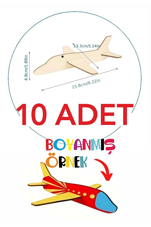 10Pcs Wooden Airplane Model DIY Set, School Art Activities Handmade Airplane Painting Kit