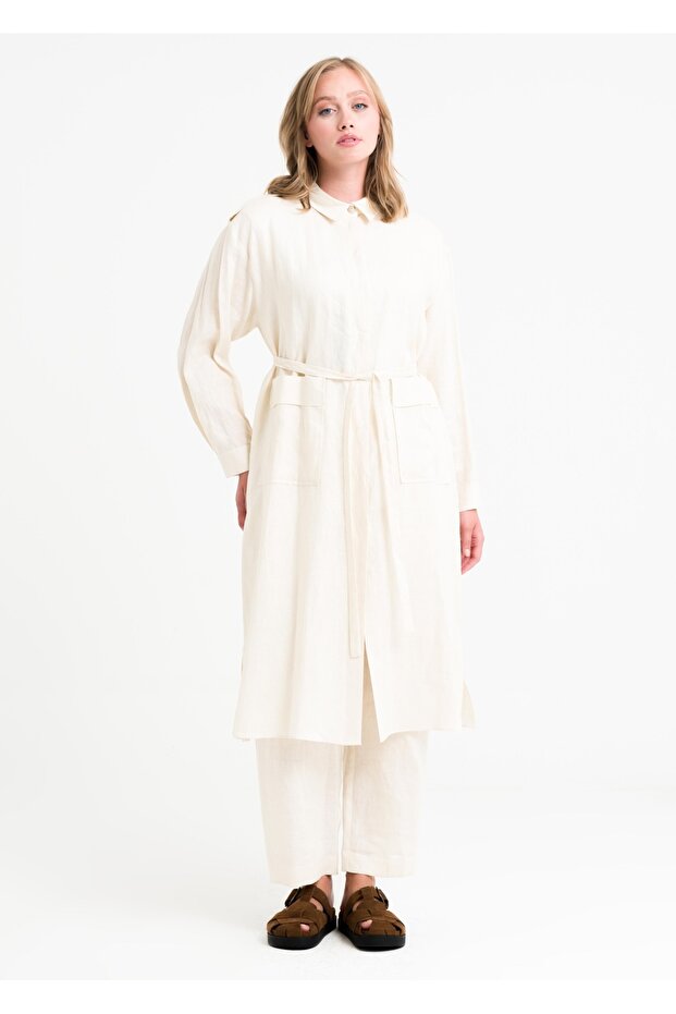 Apoletli Keten Tunik - 1