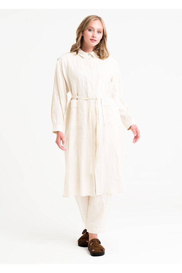 Apoletli Keten Tunik - 6