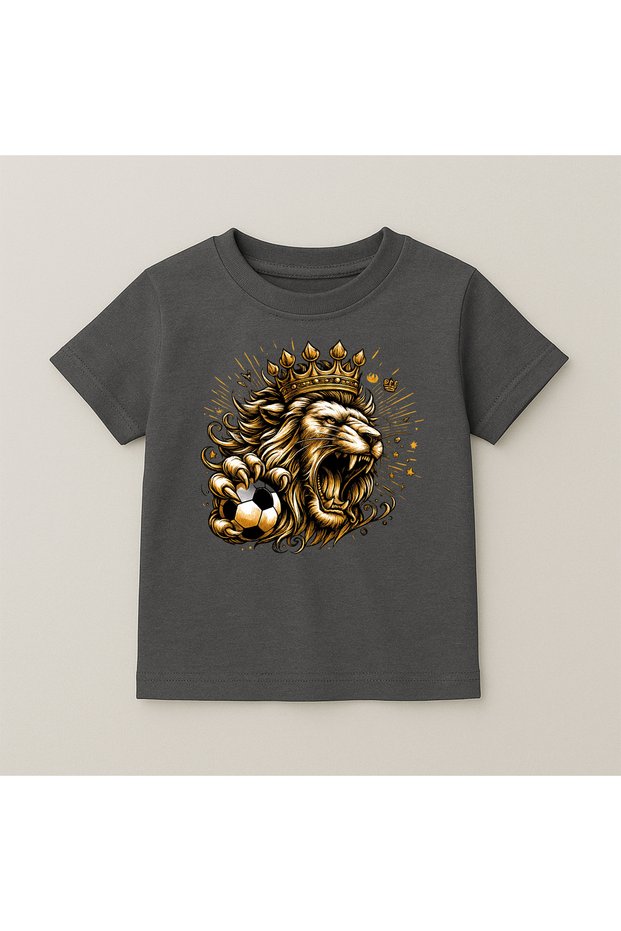 Lion Crew Neck 100% Cotton Printed Short Sleeve Children's and Teenage T-Shirt