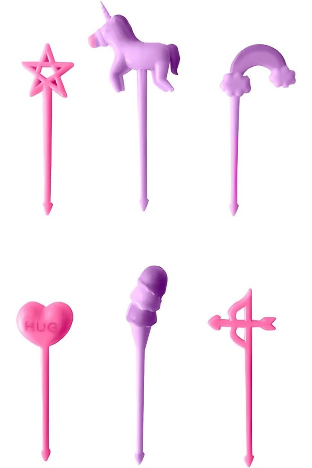 SA Unicorn Food Picks for Kids – 6 Pcs Mini Toddler Fruit Forks, Cute Bento Lunch Box Accessories,