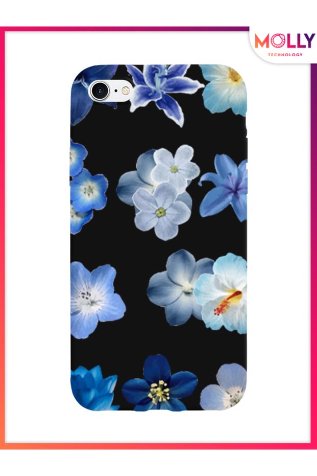 Black Azure Petals Pattern Silicone Case for iPhone 8