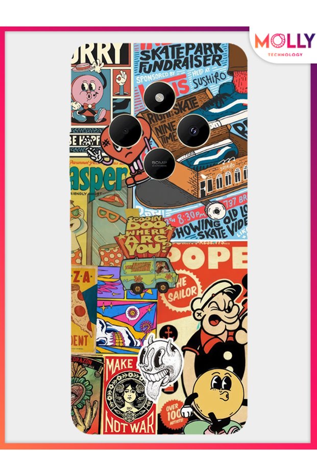 Black Nostalgia Club Pattern Silicone Case for Xiaomi Redmi 14C 4g