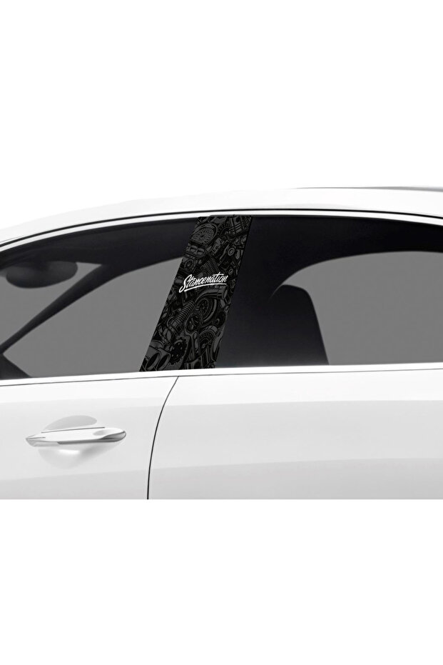 Car Door Post Covering Foil Stancenation Patterned (Right Left Set) (2 Pieces) - 22X50 cm