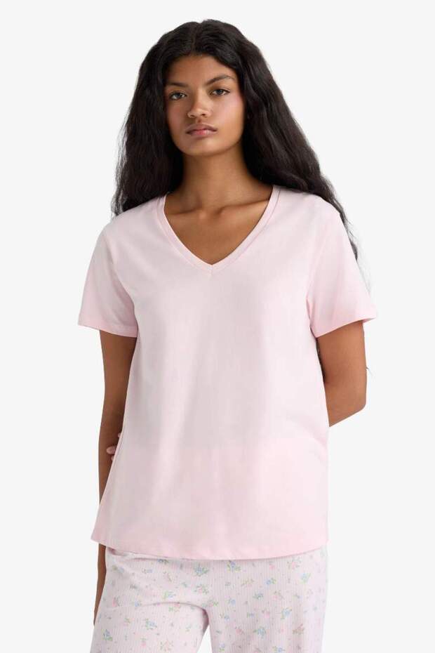 Pijama Takımı Regular Fit Kısa Kollu Üst Uzun Alt-Fall in Love F6987AX25AU - 4