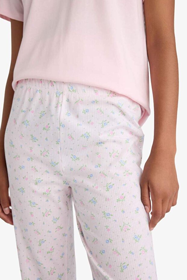 Pijama Takımı Regular Fit Kısa Kollu Üst Uzun Alt-Fall in Love F6987AX25AU - 6