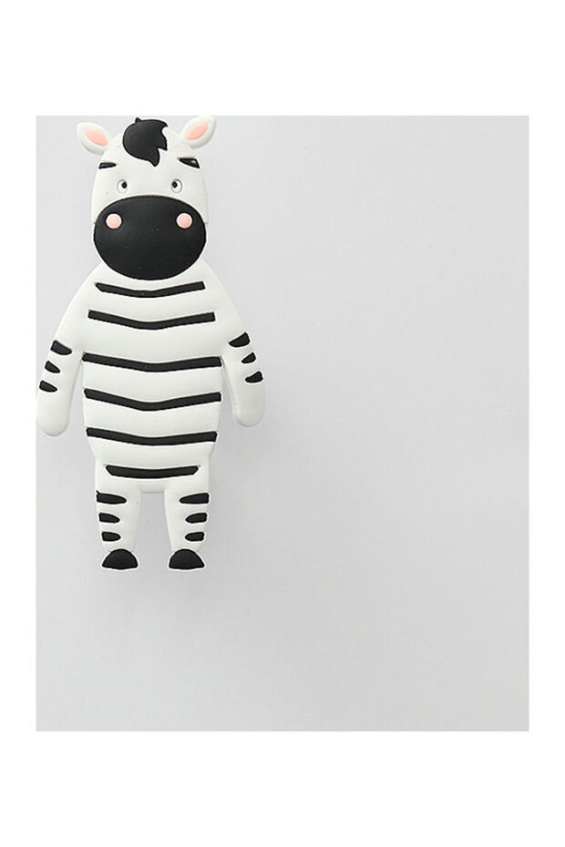 Zebra Shape Plastic Adhesive Hook White/Black 11.5 x 7cm