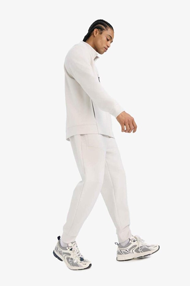 DeFactoFit Standart Fit Fermuar Cepli Düz Paça Yumuşak Tuşe Skuba Dalgıç Kumaş Sporcu Jogger Eşofman - 4