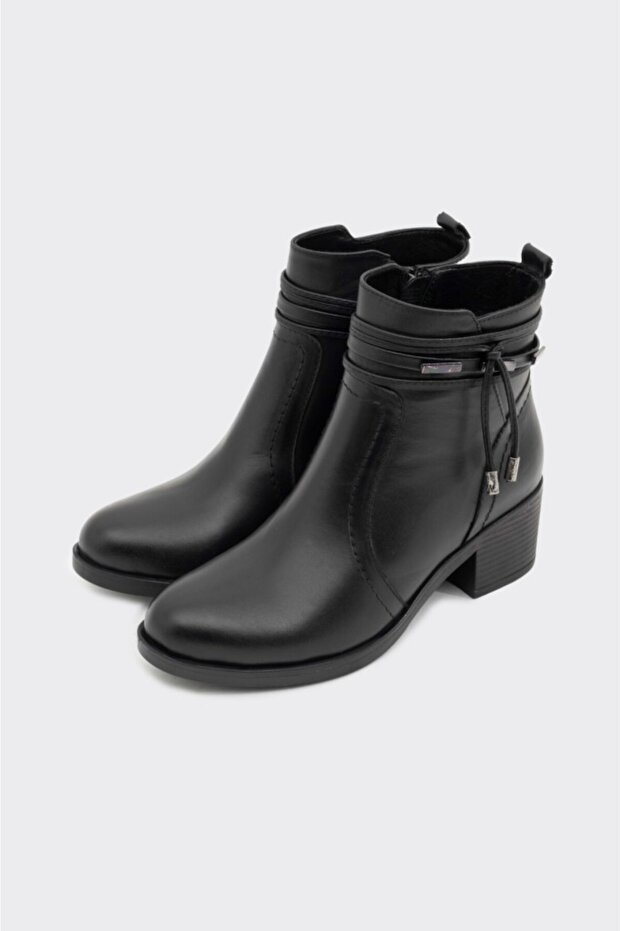 Hakiki Deri Fermuarlı Kadın Bot - 5