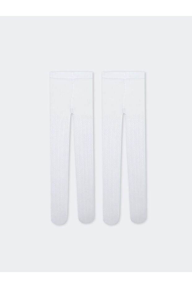 Self-Patterned Girls' Thin Pantyhose, Pack of 2 (W5)