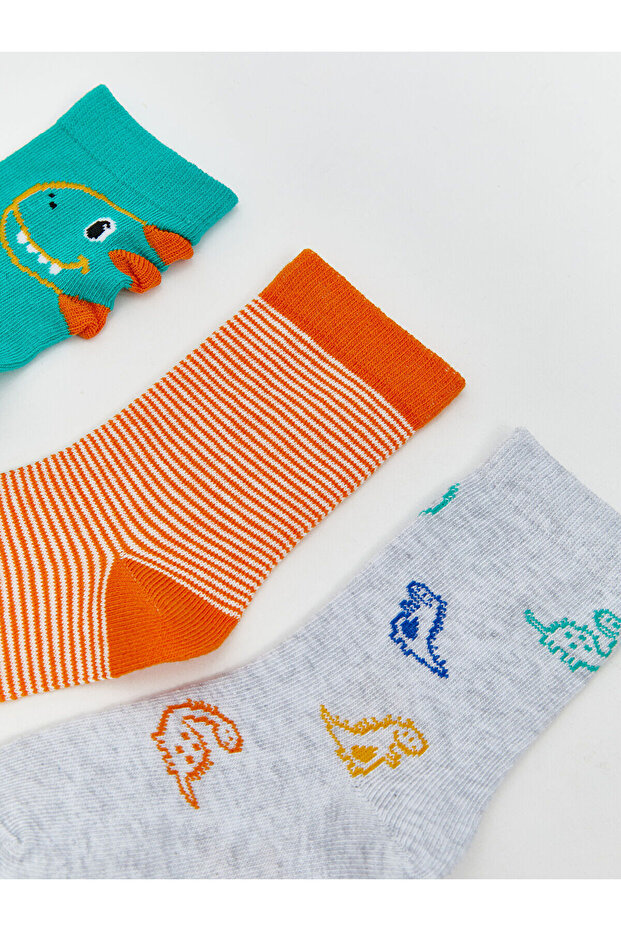Bej Baskılı Erkek Bebek Çorap 5'li - 2