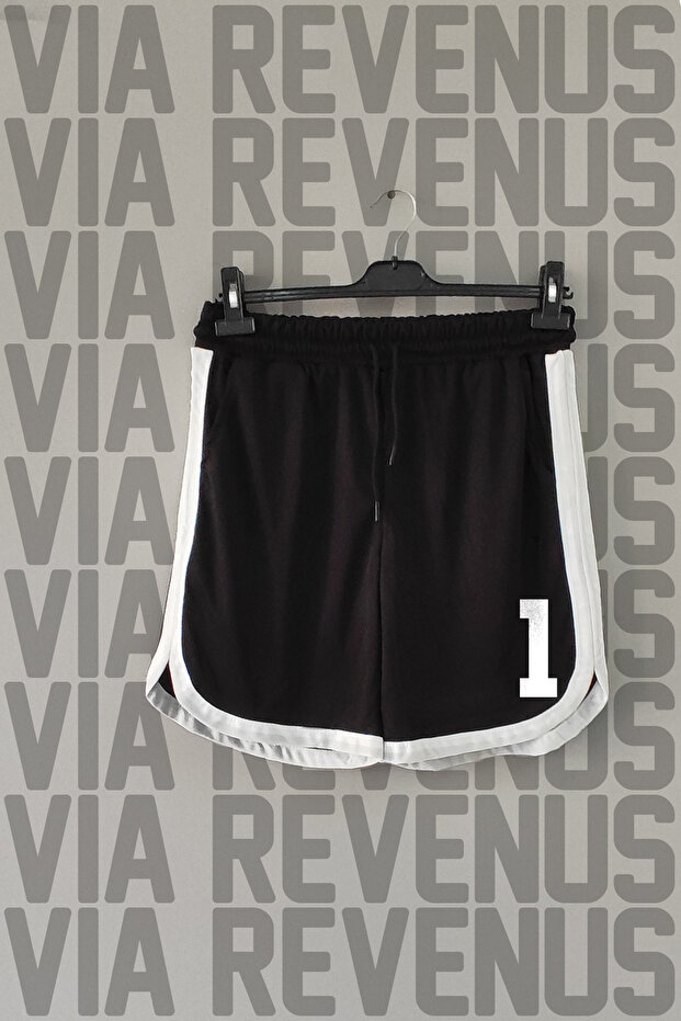 Number 1 Printed Piping Detailed Jersey Sports Training Shorts