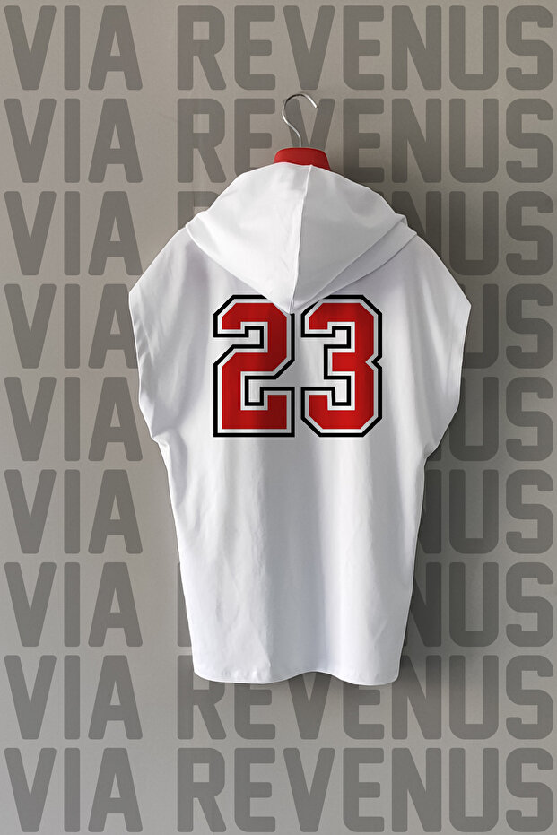 Number 23 Front and Back Printed Zero Sleeve Hooded 100% Cotton Sports Tshirt