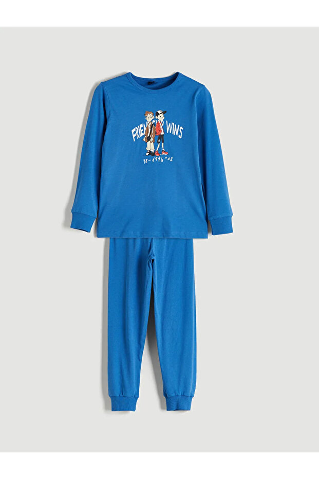 LCW ECOMavi Bisiklet Yaka Erkek Çocuk Pijama Takımı - 1