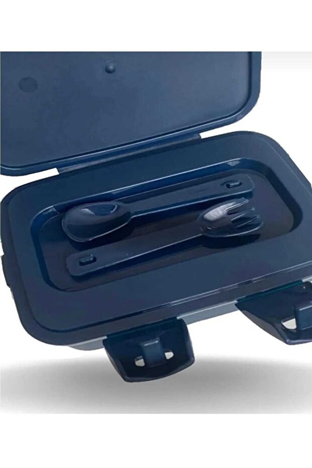 صندوق غداء موديل سبيس مستطيل الشكل مع ملعقة ذاتية 4 أقسام وطبقتين - 4