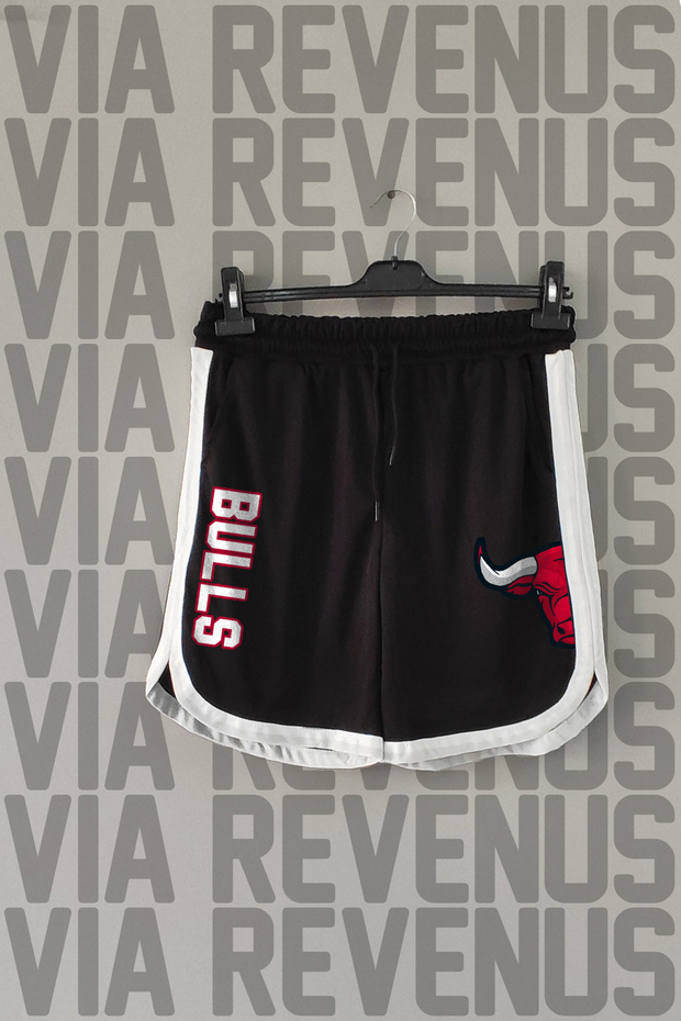 Bulls Printed Piping Detailed Jersey Sports Training Shorts