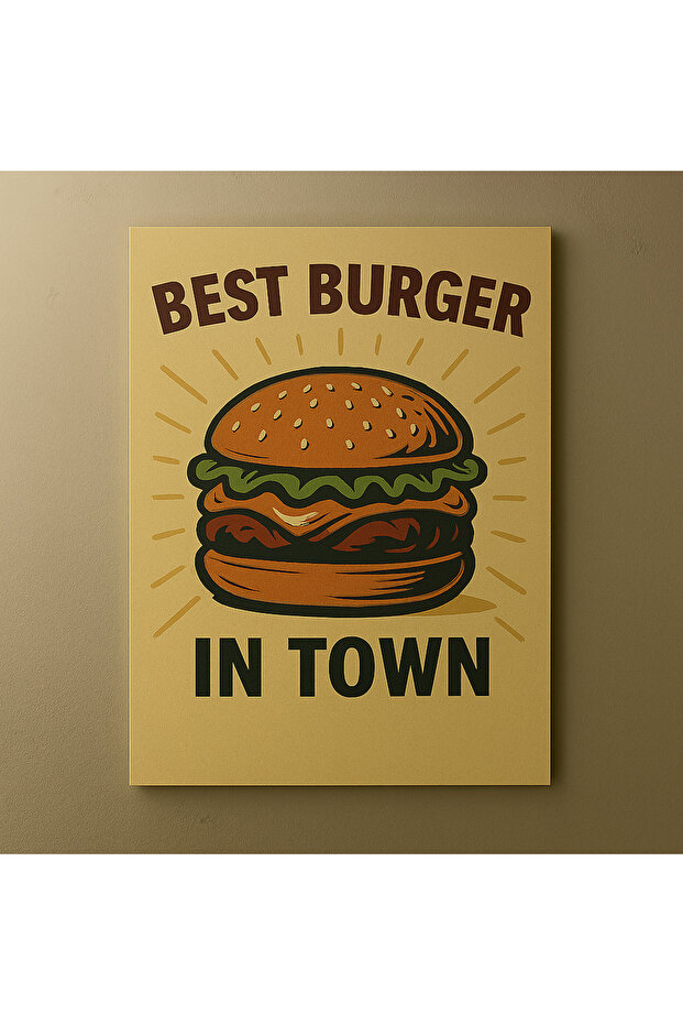 Tablo ( Mdf ) Tek Parça Retro Tasarım ( BEST BURGER ) 20cm x 30cm - 2