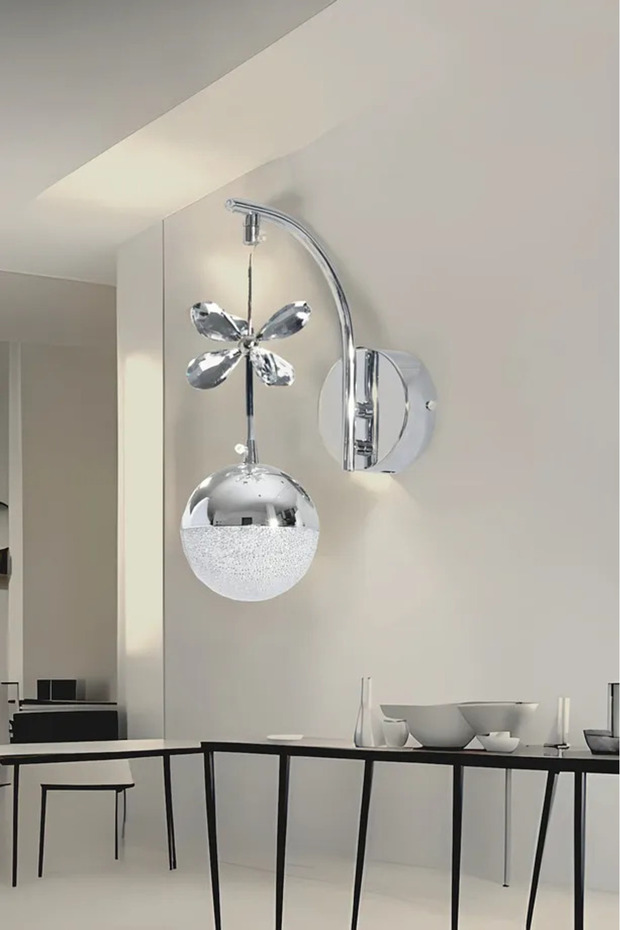 Şık Sarkıt Modern Model Gümüş 3 Renk Oturma Yatak Mutfak Çocuk Odası Duvar Led Aplik - 1