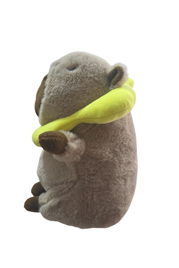 Sarı aksesuarlı capybara pelüş, büyük boy capybara pelüş - 1