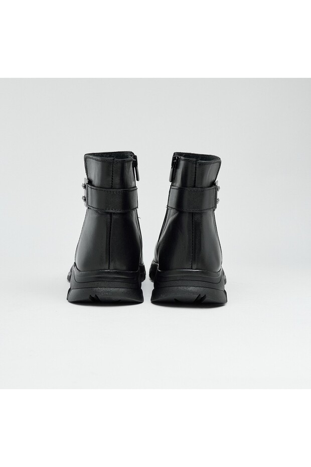 Hakiki Deri Fermuarlı Kadın Bot - 4