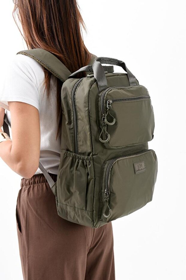 Unisex Daily Backpack Parachute Fabric Lightweight Multi-Pocket Rain Repellent Fabric 40*30 cm School Bag