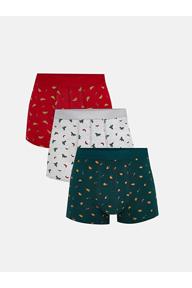 LC Standart Kalıp Pamuklu Esnek Erkek Boxer 3'lü (W5) - 1