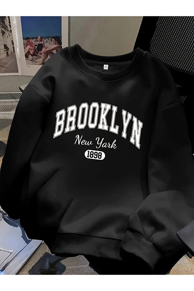Brooklyn New York Printed Oversize Unisex Women / Men's Crew Neck Sweatshirt