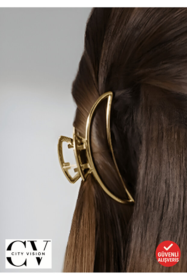 Gold Color Half Moon Metal Hair Clip 5 cm