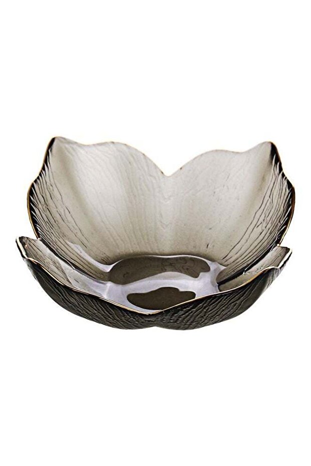 Lily Pattern Glass Bowl Grey 19.5x19.5x7.3cm