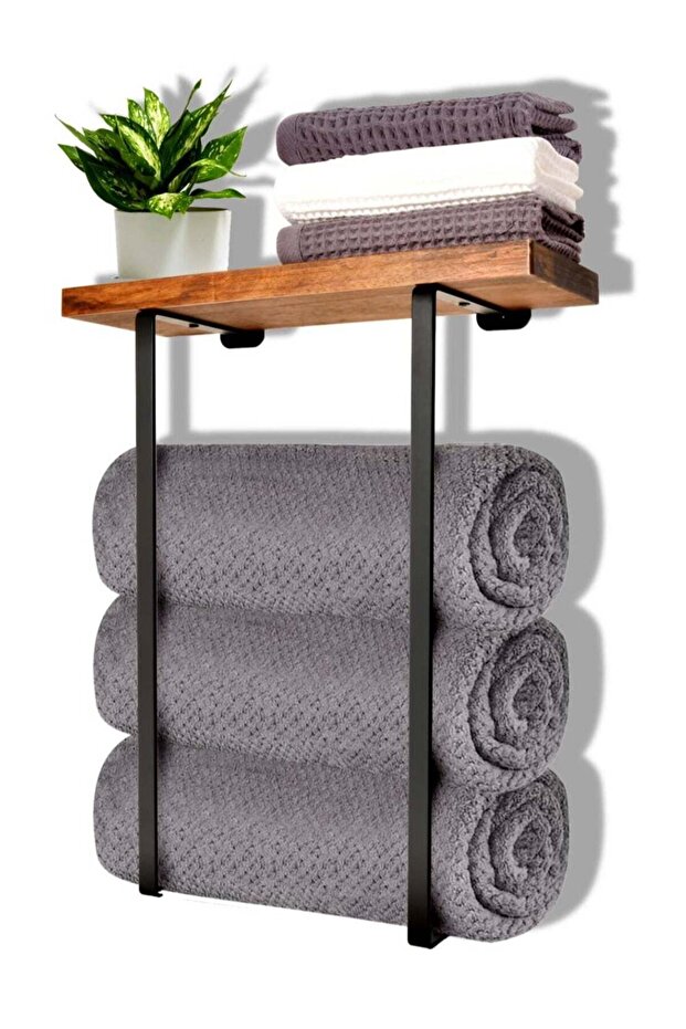 Towel Racks Wall Mounted for Bathroom, Metal Towel Holder with Storage Basket, Wall Towel Rack for