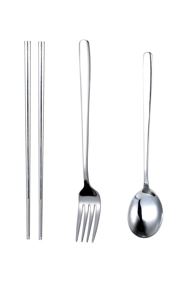 4-Piece Portable Flatware Set Silver