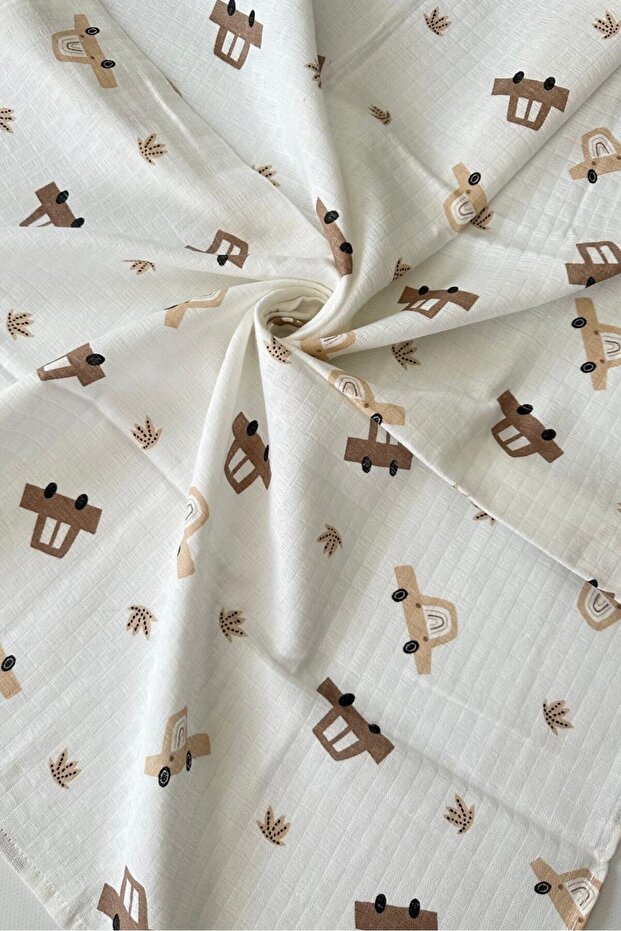 غطاء وبطانية من الموسلين بنقشة سيارة - 1