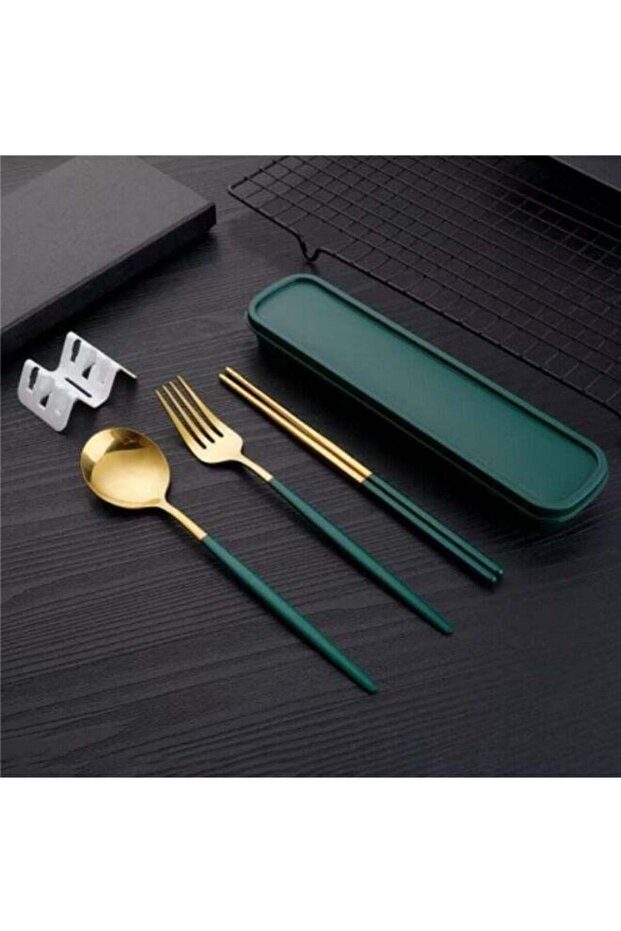 4-Piece Chopsticks Spoon Fork Set Portable Cutlery Set With Box