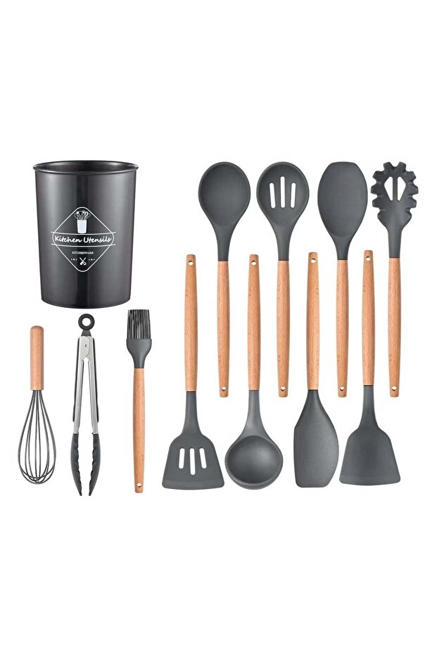 ACLIX 12 Pcs Silicone Cooking Utensils Kitchen Utensil Set - Turner Tongs, Spatula, Spoon, Brush, W