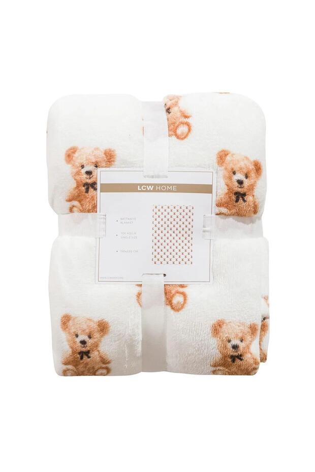 LCW Ayı Teddy Baskılı Tek Kişilik Battaniye 150x220 Cm (W5) - 4
