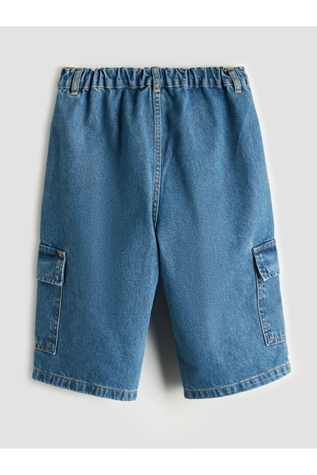 Beli Lastikli Erkek Çocuk Kargo Jean Şort - 2