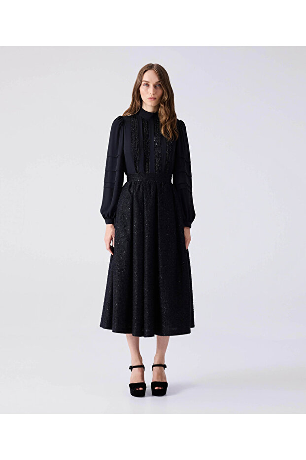 Payetli midi etek - 1