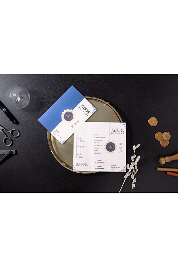 Sünnet Davetiyesi 5025 - 100 Adet - Zarfsız - Baskı Hariç - Tablozadee Özel Tasarım - 3