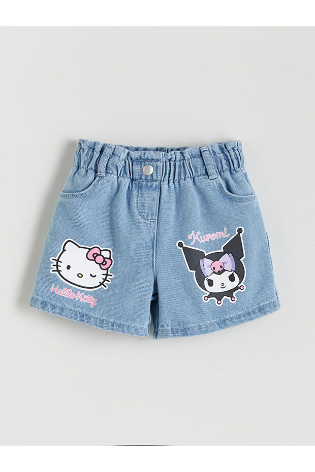 Hello Kitty Baskılı Kız Çocuk Jean Şort - 1