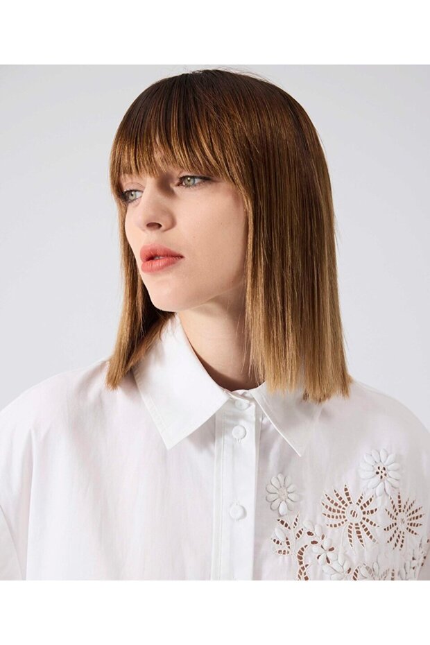 Nakışlı oversize gömlek - 2