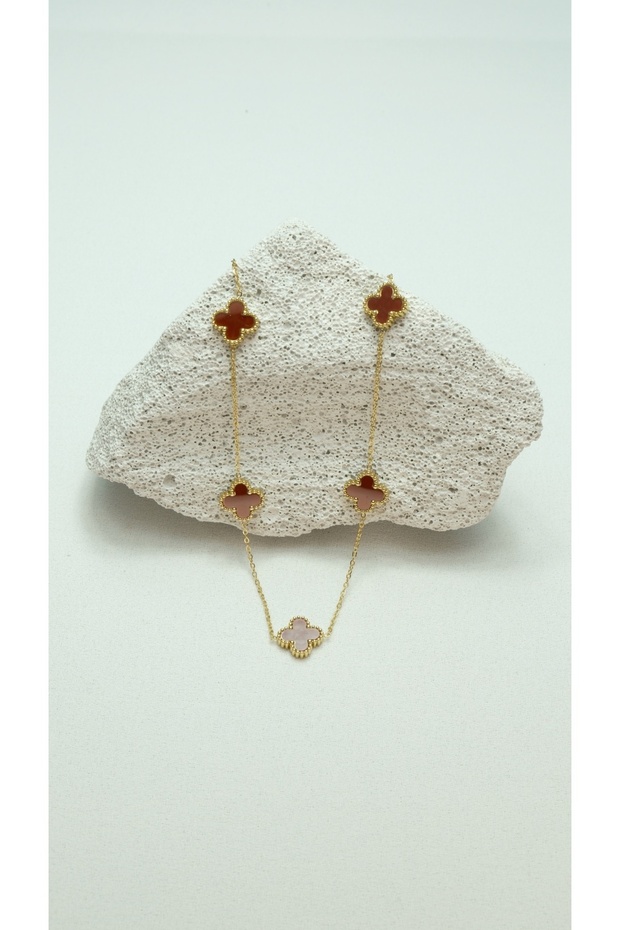 Steel Burgundy Gold Necklace